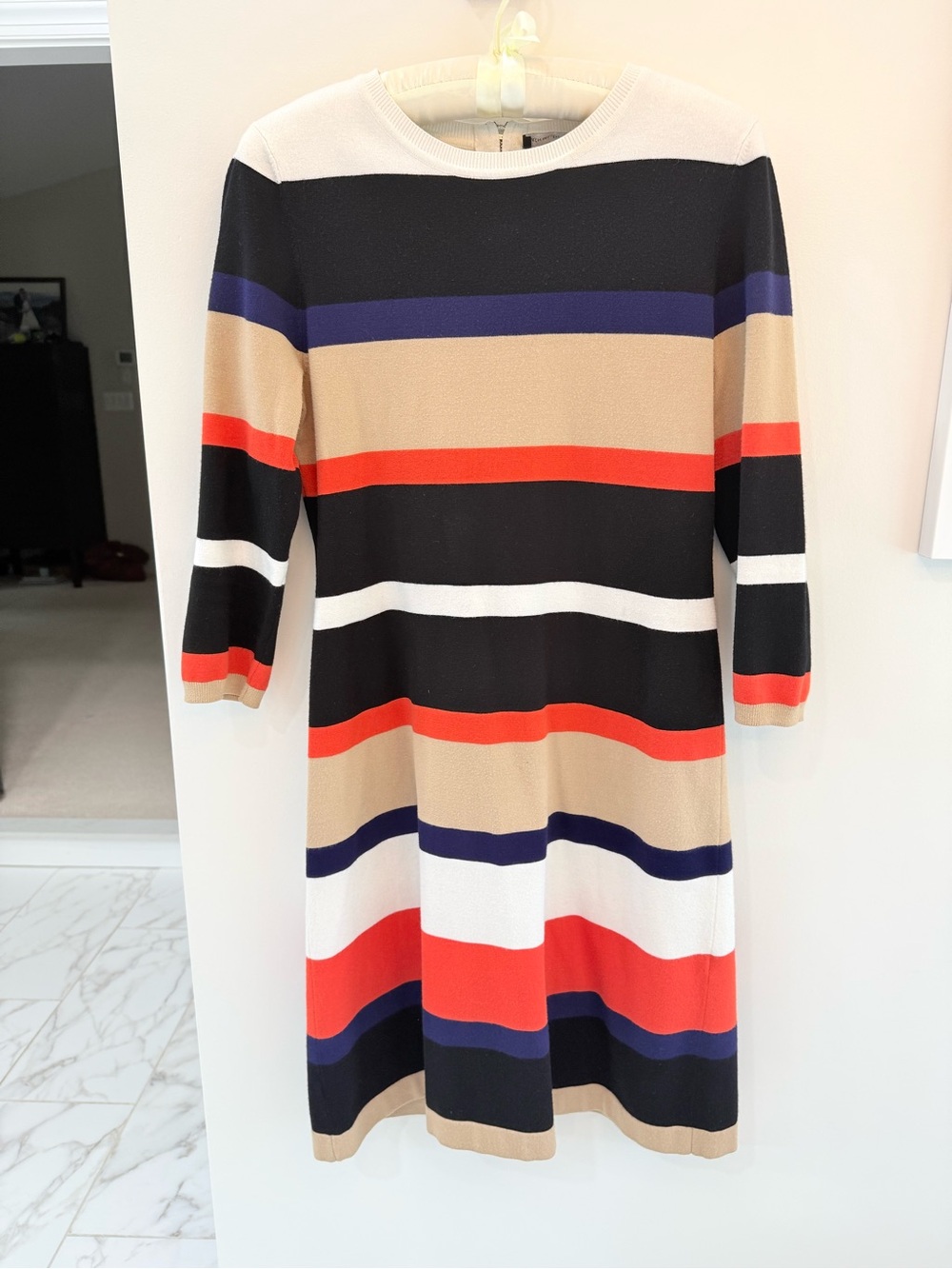 Karen Millen Striped Dress in Black, Beige, Red, White, Blue